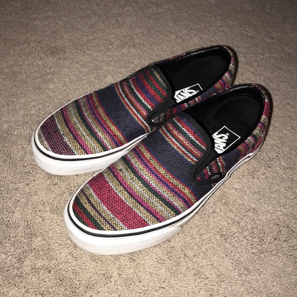 Vans Shoes - Drug run pattern slip on vans